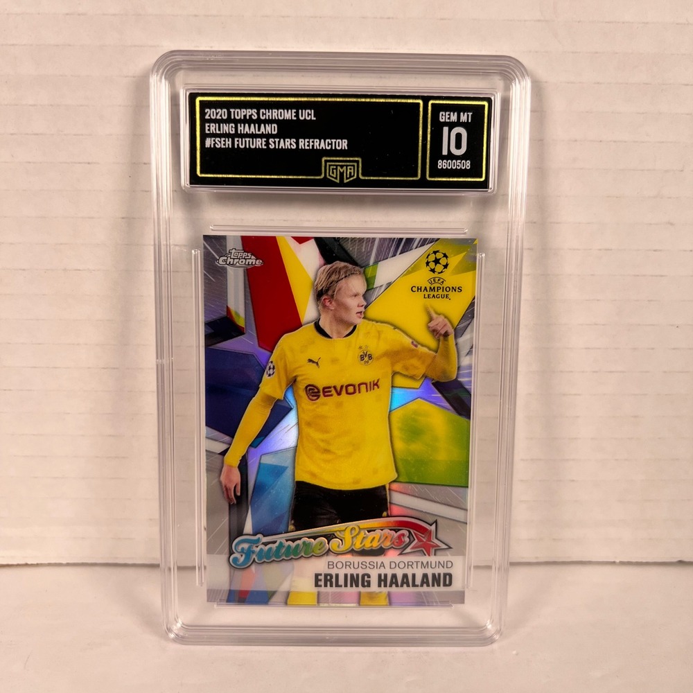 2020 Topps Chrome UCL Erling Haaland Future Stars Refractor GMA 10 Gem Mint